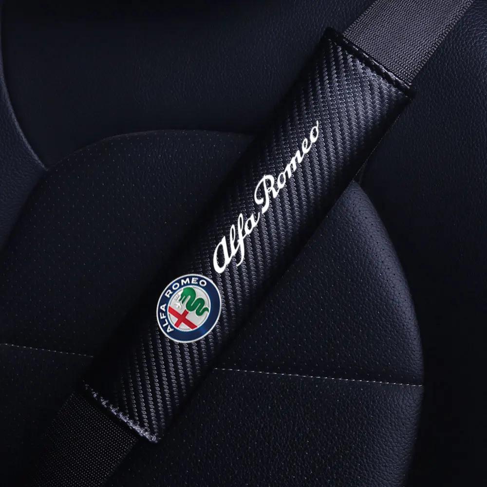 Car Stickers For Alfa Romeo Car Safety Belt Cover Carbon Fibre and Plush Shoulder Pad For Alfa Romeo Giulia Stelvio Giulietta 15