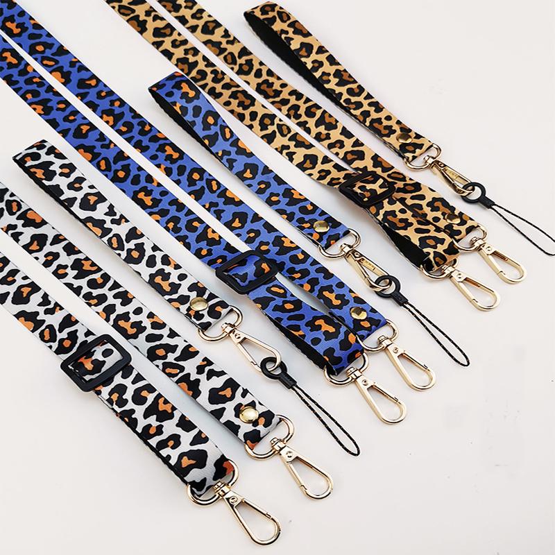 Univerzální nastavitelná dlouhá šňůrka na telefon s leopardím vzorem Krátký řemínek na zápěstí Jednoduchý a stylový Diagonální popruh Zabraňuje ztrátě