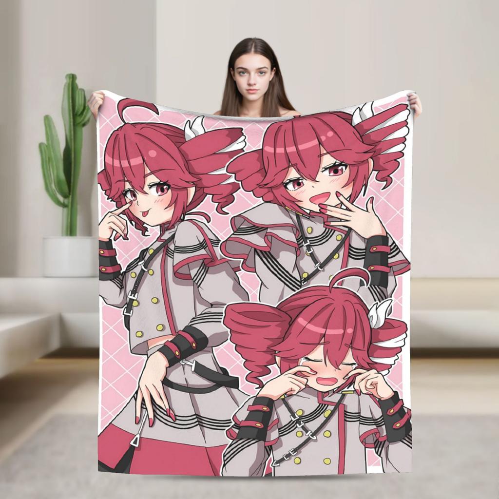Kasane Teto Triple Twin Cute Blanket Camping Flannel Throw Blanket For Couch Chair Warm Soft Design Quality Bedspread Gift Idea