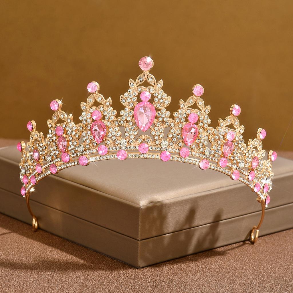 Crown Tiara Necklace Earrings Vintage Atmospheric Rhinestones Birthday Crown Hair Accessories Bridal Wedding Dress Three-Piece Set