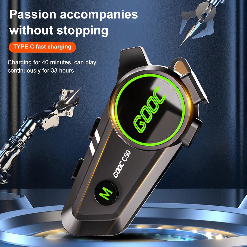 Motorcycle Helmet Headset 3D Surround Heavy Bass Stereo Bluetooth Hands Free Call Waterproof With Tri-Color Ambient Light