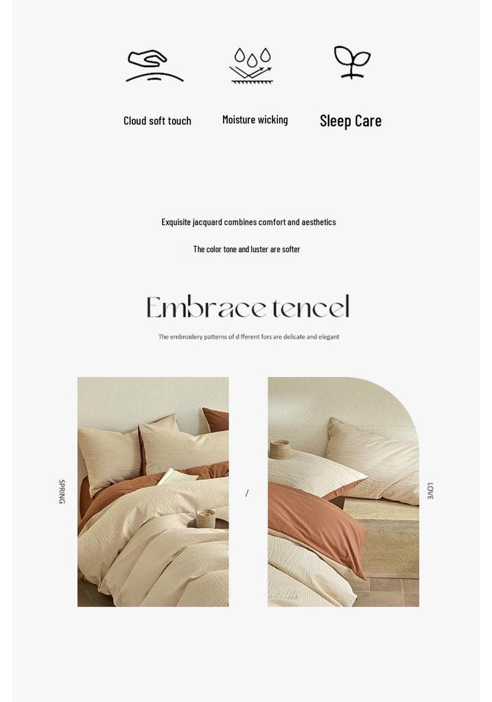 Elegant 3D Jacquard Cotton 4-Piece Bedding Set for Dorms