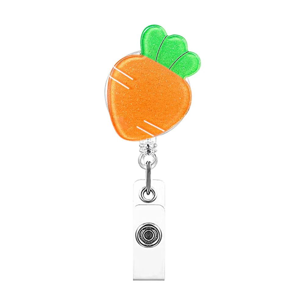Cute Fruit Retractable Plastic Badge Holder Reel Student Nurse Exhibition Enfermera Girl Name Card Chest Card Holder Clip