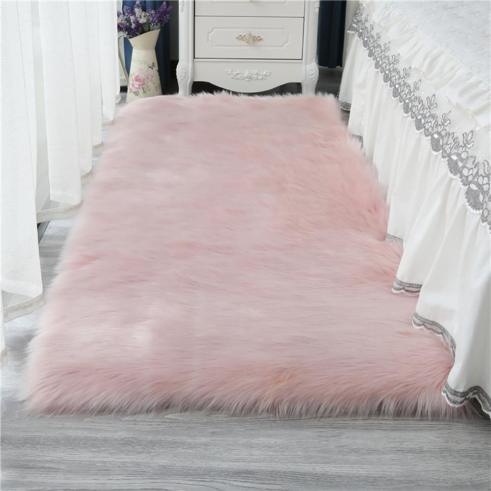 Imitation Wool Rug Artificial Sheepskin Fluffy Plush Carpet for Bedroom Soft Warm Home Decor Children Rugs Living Room Rug White