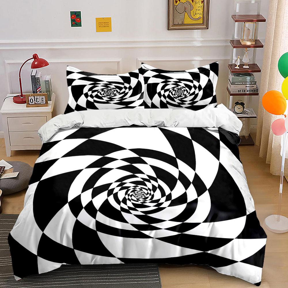 Geometric Spiral Art Decoration Set Soft Comfortable Duvet Cover Bedding Set Included 1*Duvet Cover & 2*Pillowcases, Gift