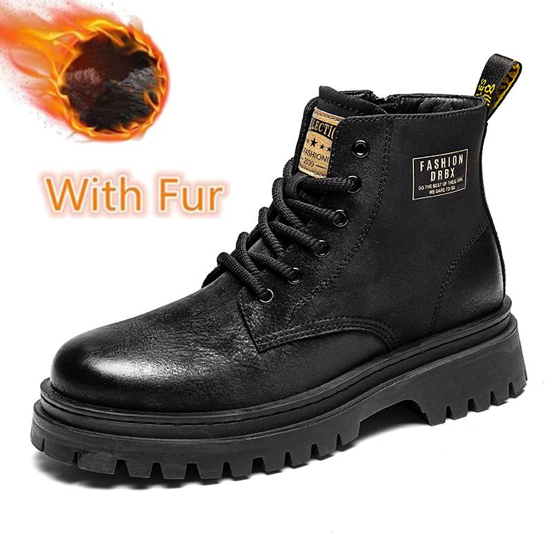 Outdoor Male Casual Leather Basic Boots High Top Wear Mens Desert Boots Leisure Walk Motocross Boots All-Match Men Ankle Botas