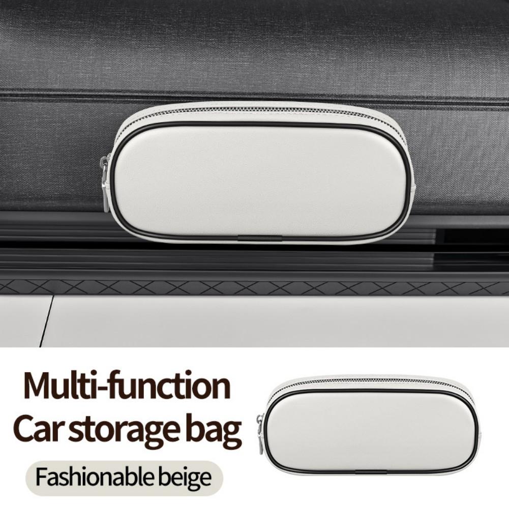 

Magnetic Car Sun Visor Organizer and Storage Bag with PU Leather Suitable for Dashboard Center Console and Home Use білий