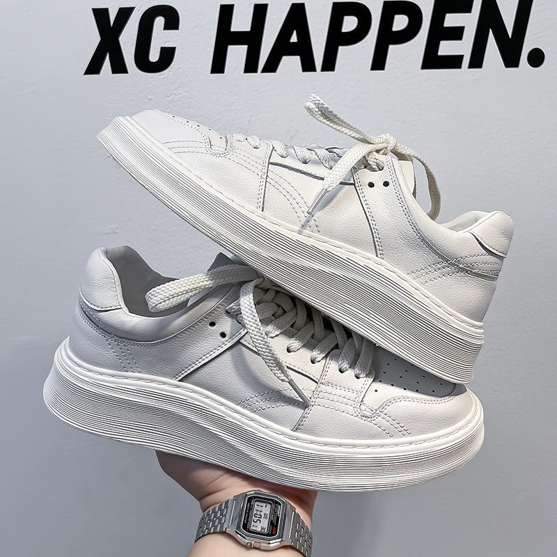 Little White Shoes Men's 2025 New Korean Version Versatile Thick-soled Low-top White Sports and Leisure Student Board Shoes 3664-R