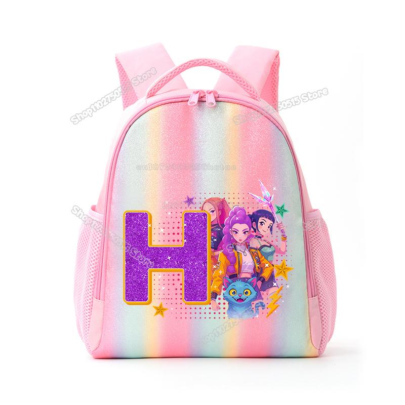 Perfect KPop Demon Hunters Letter A-Z Rainbow Backpack Rumi Mira Zoey Student School Backpack Anime Movie Women Girl Travel Rucksack