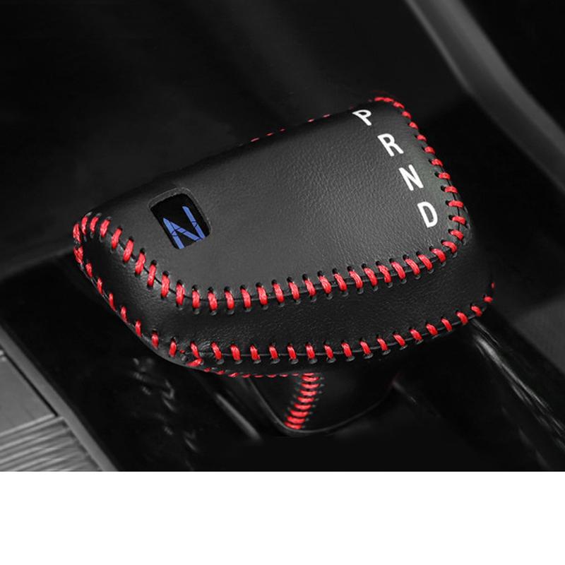 Speed Leather Gear Collars Car Shift Knob Armrest Cover Case For Hyundai Elantra CN7