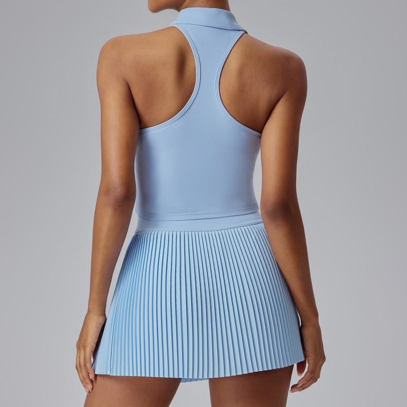 Womens Tennis Set Slim Fit Stretch Quick Dry Tank Top Skirt Anti-Slip Running Yoga Sportswear