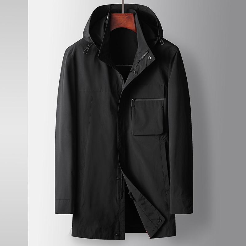 

Весна и лето, новая куртка со съемным капюшоном для молодежи и среднего возраста, легкая, роскошная, для бизнеса, отдыха, тонкая, модная 190 чёрный