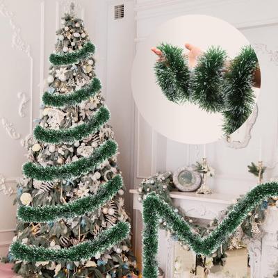 2M Weihnachtsdeko Band Girlande Weihnachtsbaumschmuck Grün Weiß Zugblumenstreifen Rattan Hochzeitsfeier Dekorationszubehör
