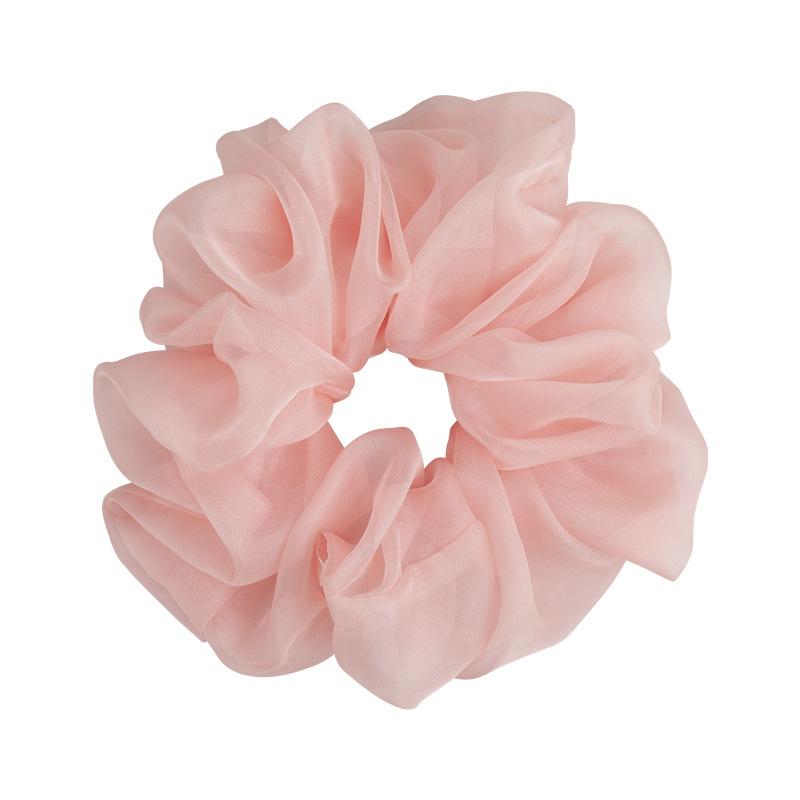 Solid Soft Color Mesh Yarn Scrunchies Elastic Hair Ties for Women and Girls High Ponytail Fashion Accessory Casual Headwear