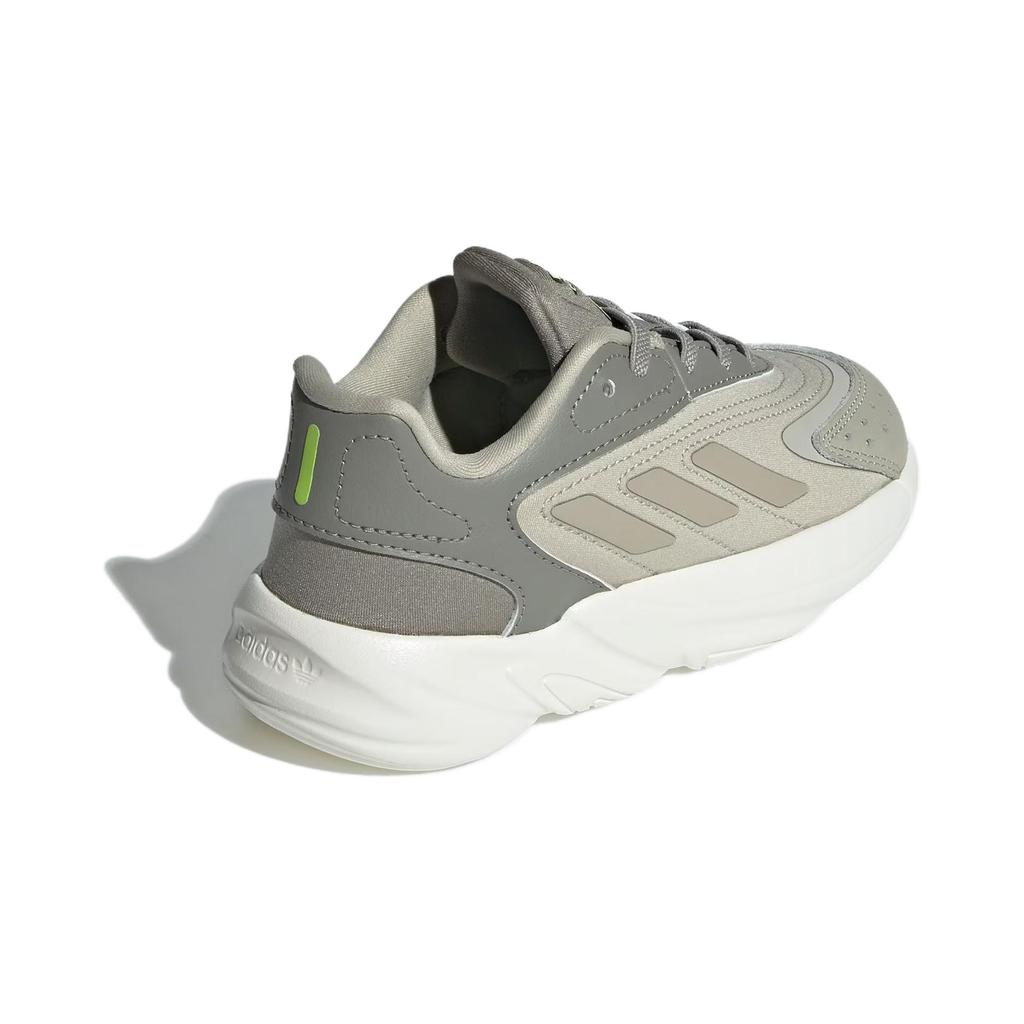 Adidas Originals Ozelia Elastic Lace Comfortable Versatile Shock Absorption Low Top Kids Casual Shoes Kids Casual Shoes Gray White IE3409