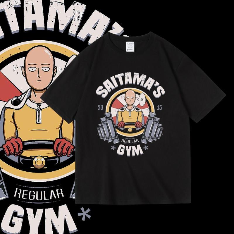

Аниме Сайтама Учитель Ванпанчмен Фитнес Упражнения Спортзал Периферийная Одежда Чистый Хлопок Круглый Вырез Футболка с Коротким Рукавом 4XL