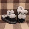 Fashion Winter Rabbit Ears Cute Cotton Slippers Warm Casual Indoor House Thick Bottom Non Slip Lightweight Cover Heel Fashion Home Shoes