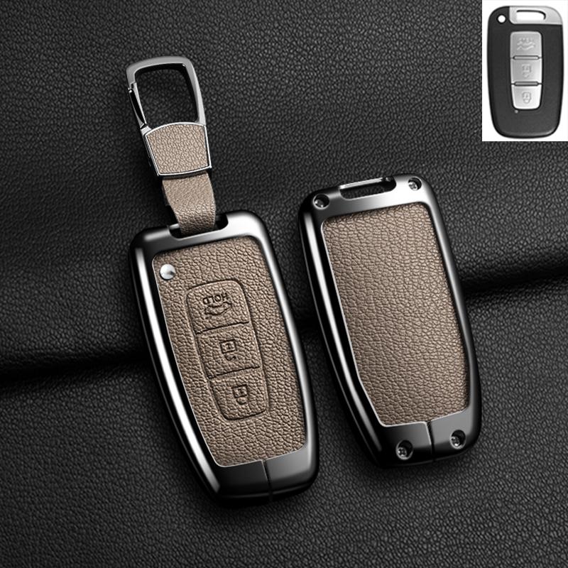 Car Remote Key Case Cover for Hyundai Genesis Coupe Sonata Ix35 for KIA Forte Sportage K2 K5 New Alloy Leather Auto Accessories