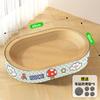 Große Katzentoilette mit integrierter Kratzfläche, kratzfester Spielzeug, Wellpappe-Kratzbrett, Katzenzubehör