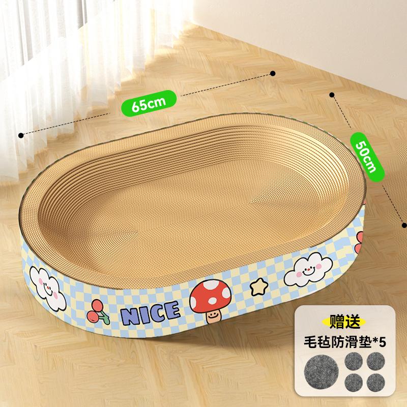 Große Katzentoilette mit integrierter Kratzfläche, kratzfester Spielzeug, Wellpappe-Kratzbrett, Katzenzubehör