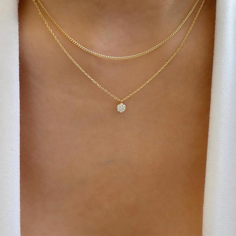 Alloy necklace wholesale European and American popular jewelry fashion multi-layer love water drop pendant retro women's collarbone chain