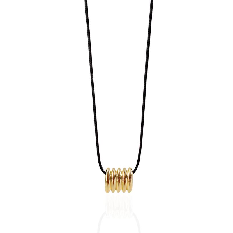 Celebrity Style Multi-Wear Leather Cord Choker with Textured Metal Square
