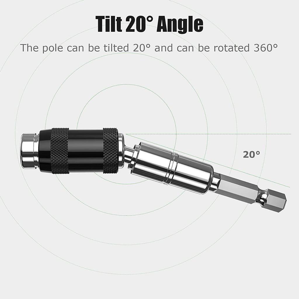 1/4" Multi-Angle Magnetic Extension Rod for Electric Screwdrivers, Hex Shank 6.35mm, Quick Release Self-Locking Adapter