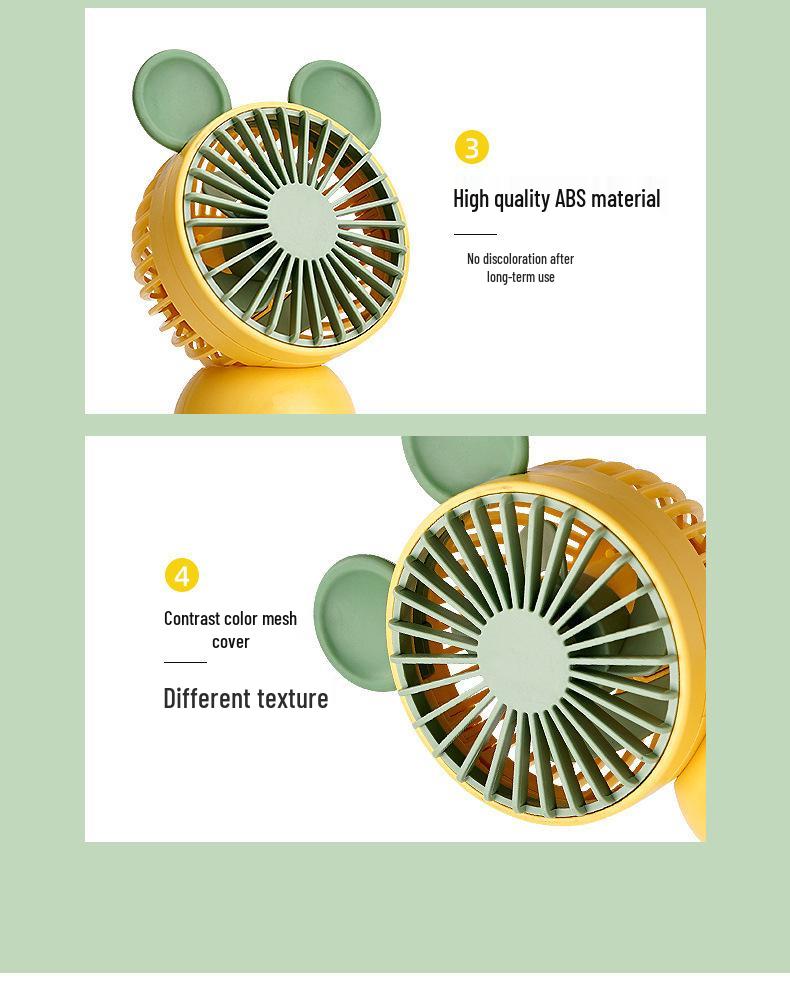 Mini Cartoon USB Handheld Fan - Portable Desktop Fan with Custom Logo Option