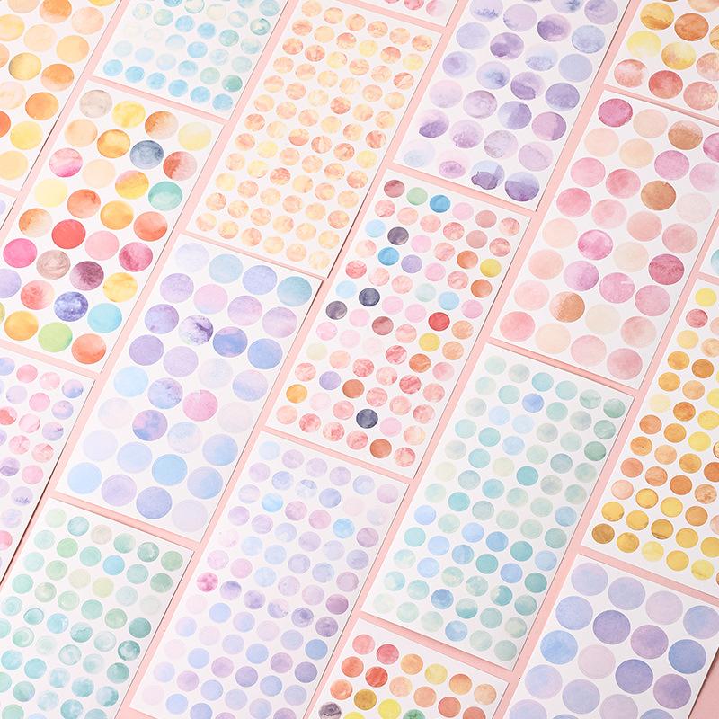 6 Sheets Morandi Watercolor Dot Stickers Simple Round Label Stickers for Journal Diary Sealing Stickers