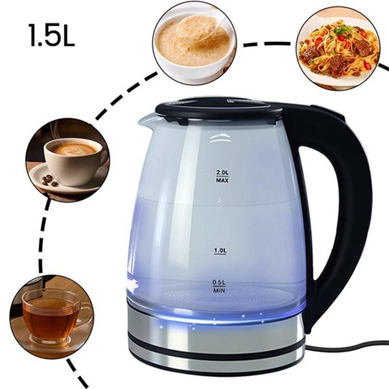 A13I-2L Electric Kettle Glass Fast Boil LED Household Appliance EU Plug