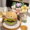 Fun Burger Plush Toy for Children Comfort and Companion Doll Plush Doll with Flowers In Hand Birthday Gift for Girlfriend