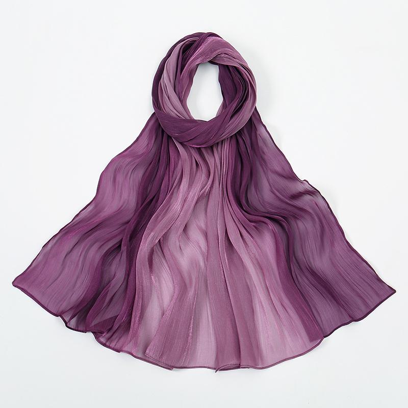 Luxury Satin Silk Hijab Scarf Chiffon Gradient Wrinkled Shawls Women Muslim Hijab Premium Yarn Scarf Islam Turban Ramadan