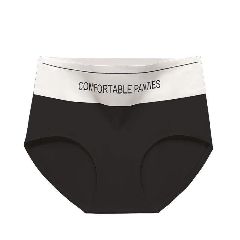 

Lady Summer Ice Silk Cool Feeling Antibacterial Bottom Crotch Breathable Belly Lift Hip High Waist No Trace Briefs M чёрный