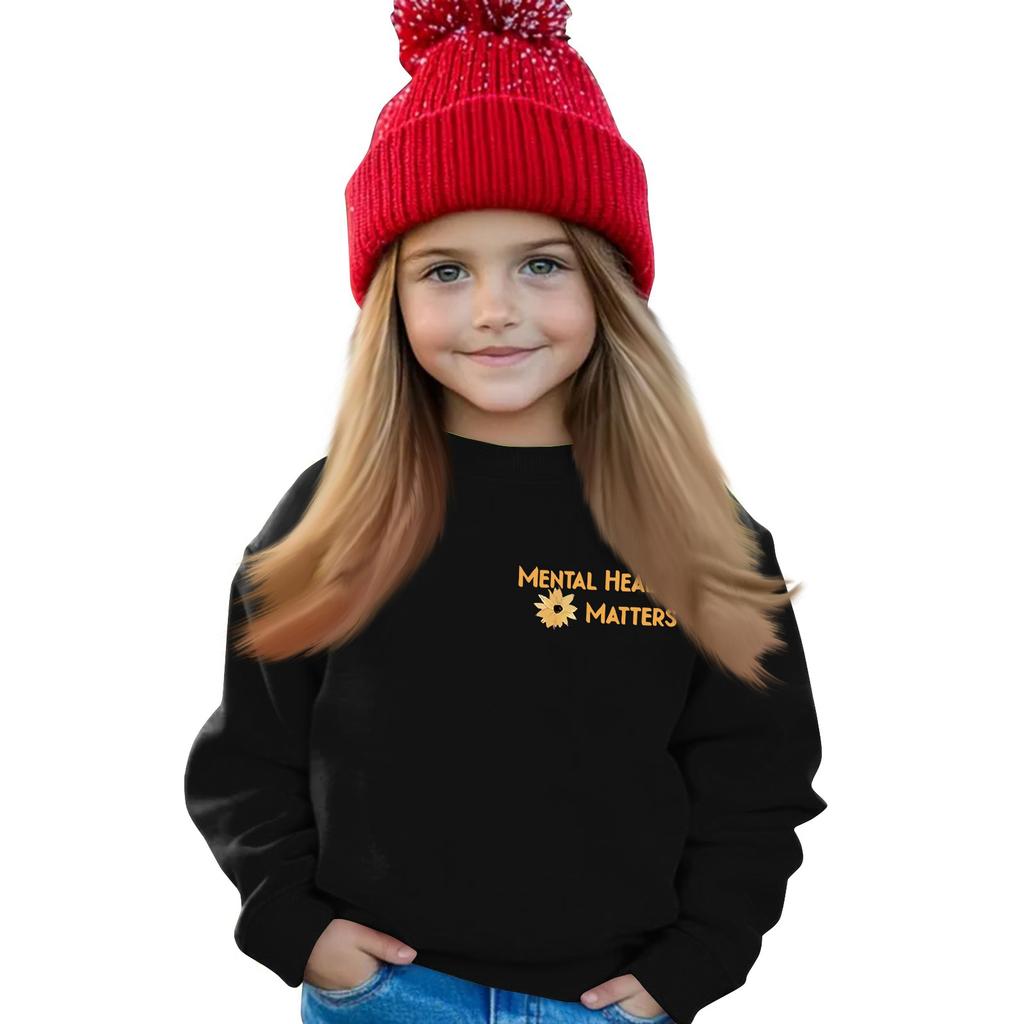 Children's Pullover Sweatshirt Long Sleeve Casual Round Neck Comfortable Loose Lightweight Pullover