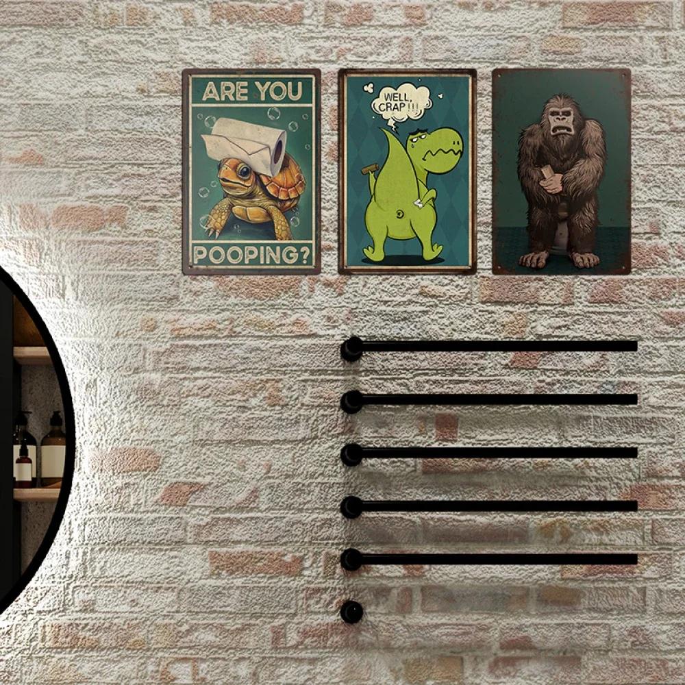Putuo Decor Restroom Retro Tin Sign Vintage Bathroom Plaque Metal Plates Wall Art Posters Decoration for Toilet Iron Paintings