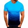 Men's Casual Sports T-shirt Summer Fashion Lapel 3D Gradient Short Sleeved Round Neck T-shirt for Men