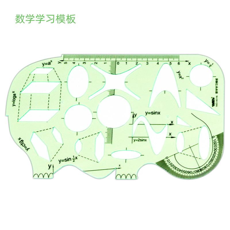 Jinsihou Durable Green Round Oval Geometry Template Ruler for Architectural Drawing and Furniture Design Resin Measuring Ruler