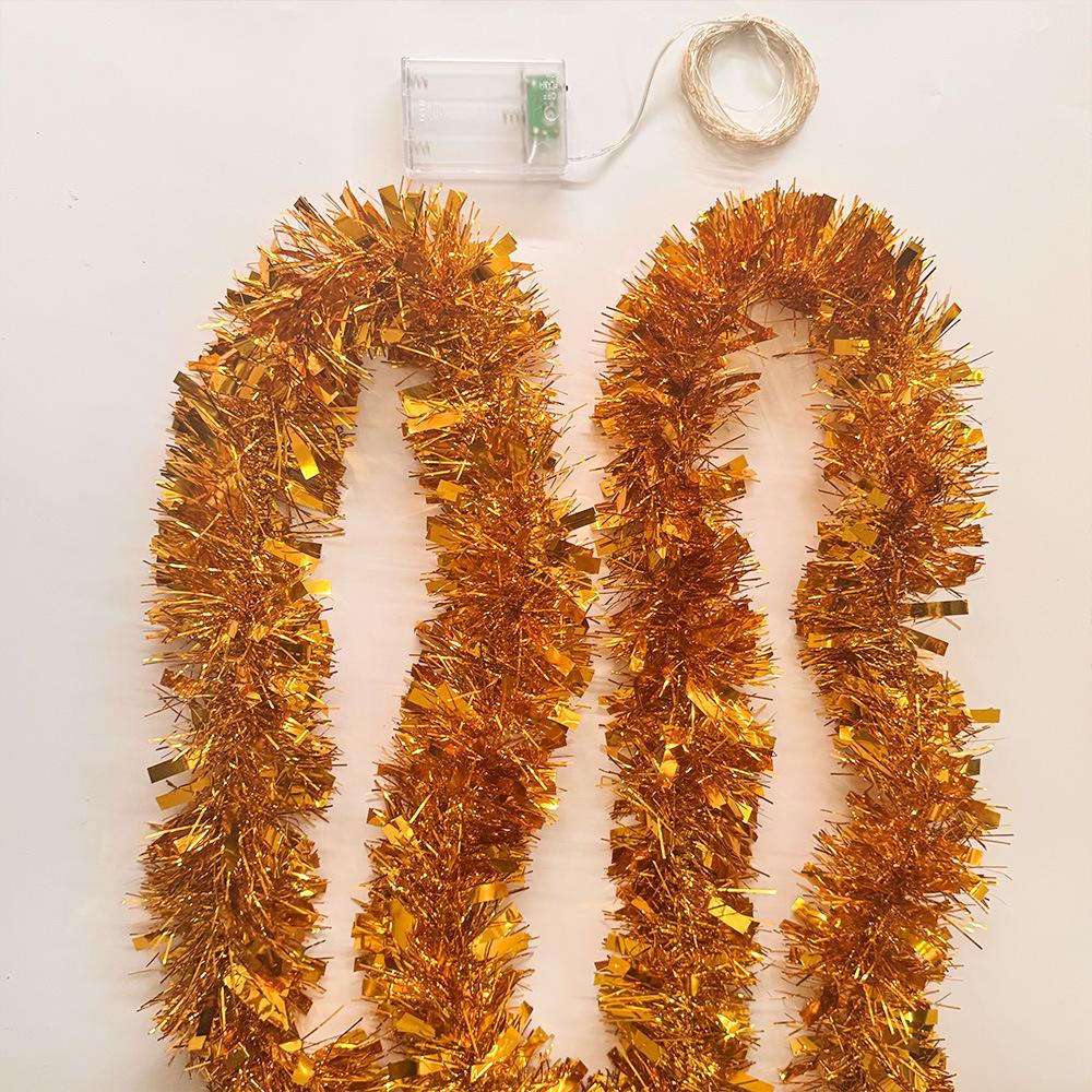 1 ks Vánoční třpytivá girlanda metalická lesklá s 50 LED světýlky strom silné závěsné dekorace na vánoční večírek vnitřní venkovní