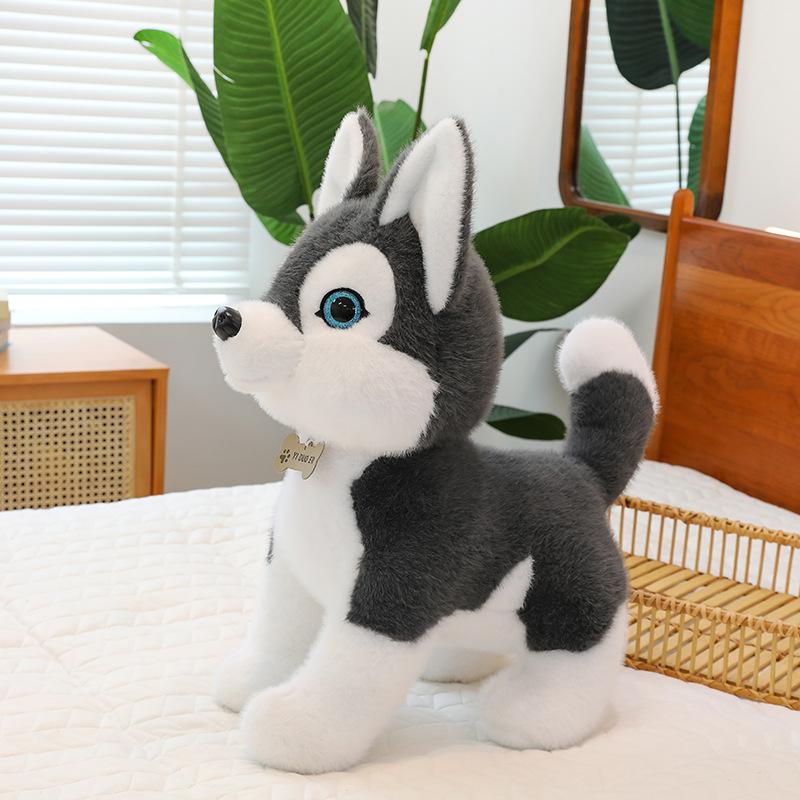 Simulation Station Husky Plush Toy Cute Pet Home Ornament Children's Birthday Gift Temple Fair Doll