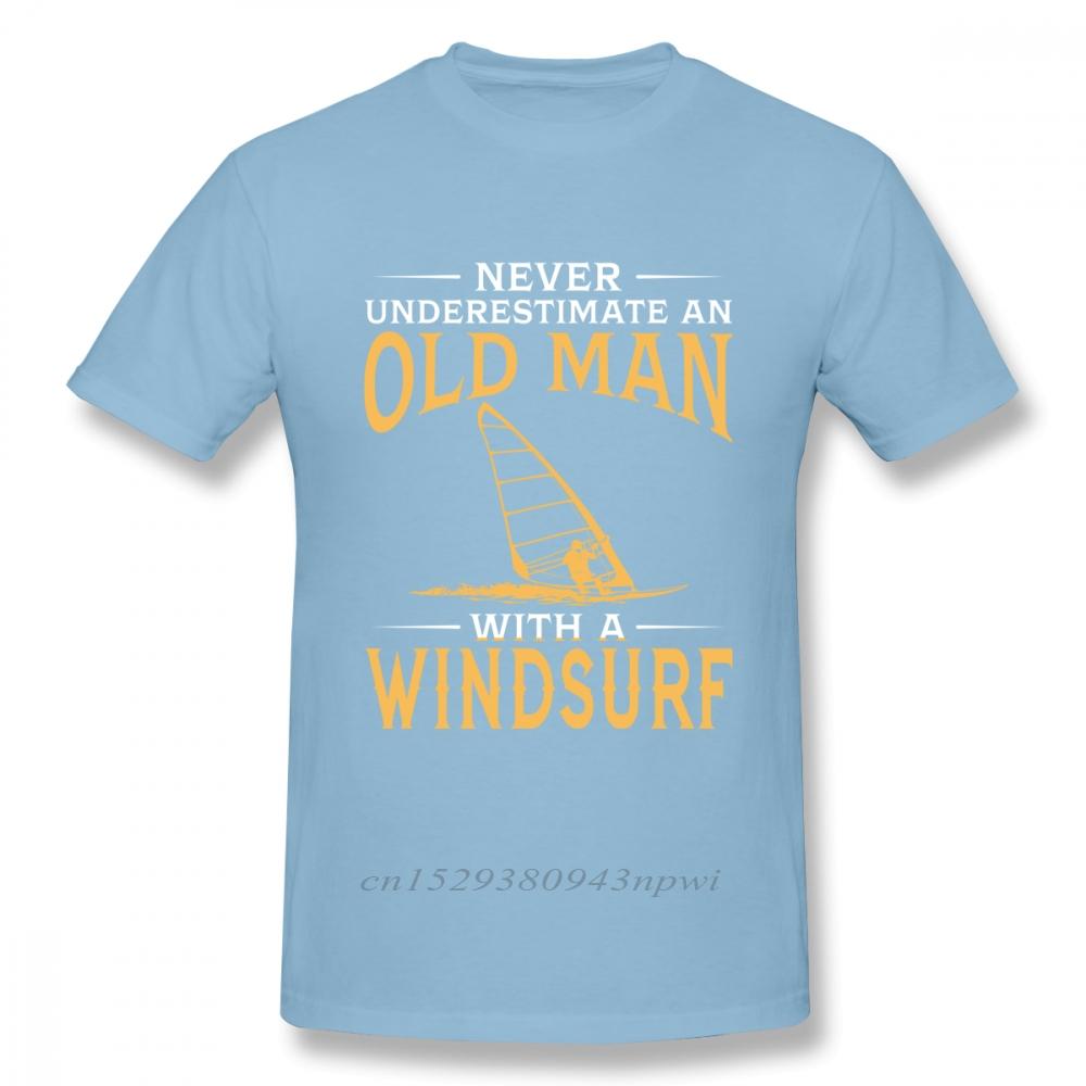 Never Underestimate An Old Man With A Windsurf T Shirt Boy Vintage TShirt Fashion New Arrival Casual
