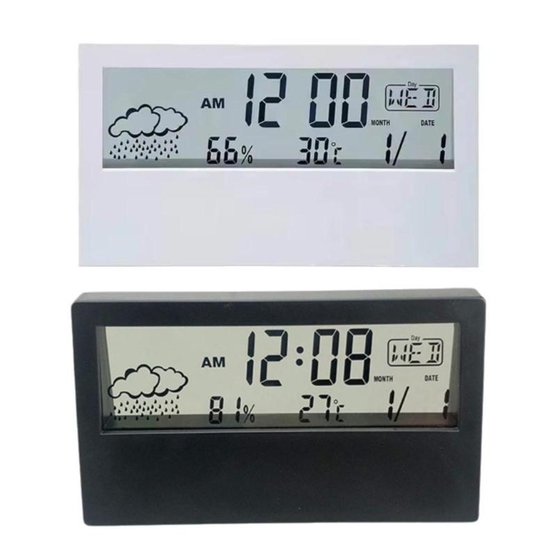 Large Display Indoor Desktop Thermometers Hygrometer with Time Display Temperature Meter Weather Stations