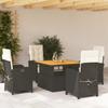 Vidaxl 5-Cz. Juego de Muebles de Jardín con Cojines, Negro, Ratán Sintético