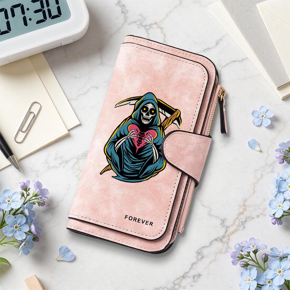 Grim Reaper Pattern Long Wallet Portable Card Holder Fashion Daily Use Purse