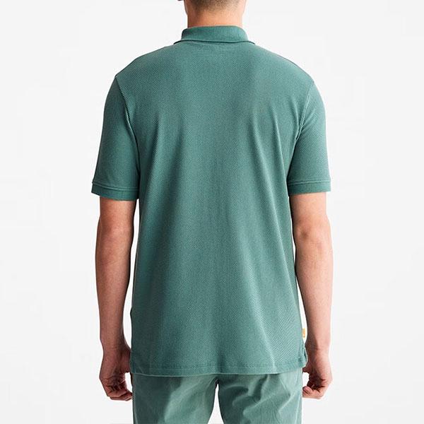 Timberland Letter Pattern Printed Moisture Wicking Sun Protection Short Sleeve Polo Shirt Men Polo Shirts Blue-Green A26QV-CL6