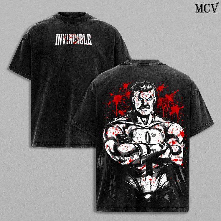 Invincible Anime Tv Washed Oversized T-Shirt Men Women Streetwear Y2k Hip Hop Short Sleeve Cotton High Quality Female Male Clothing