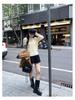 European Dark Blue Striped Lapel Sweater for Women - Spring/Autumn 2026 Cable Knit Top