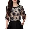 Fashionable and Age-reducing Printed Design Versatile Shirt Summer Loose Slimming Western Style Lace Versatile Top