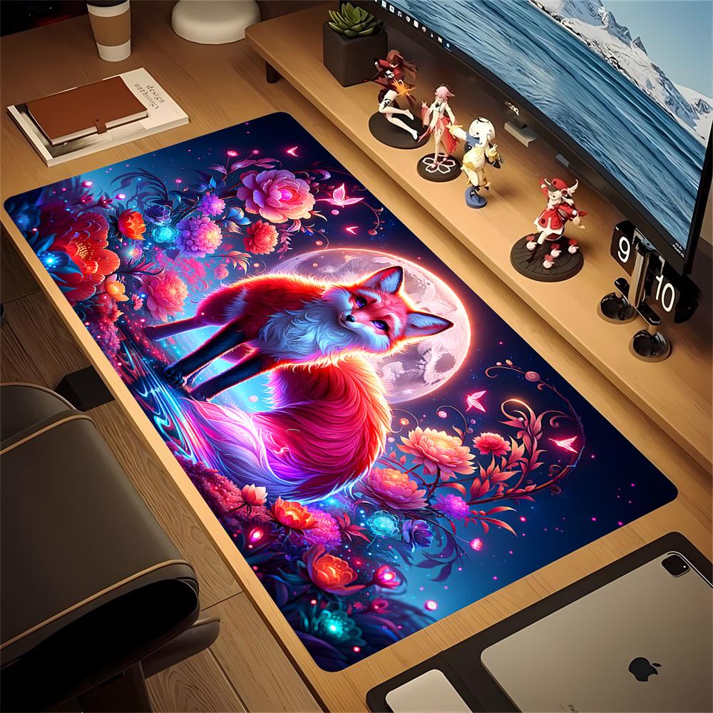 Mousepad Anime Fox Kawaii Mouse Pad Pc Gaming Accessiores Non-slip Large Mausepad with Lockedge Deskmat Podkladka Pod Mysz