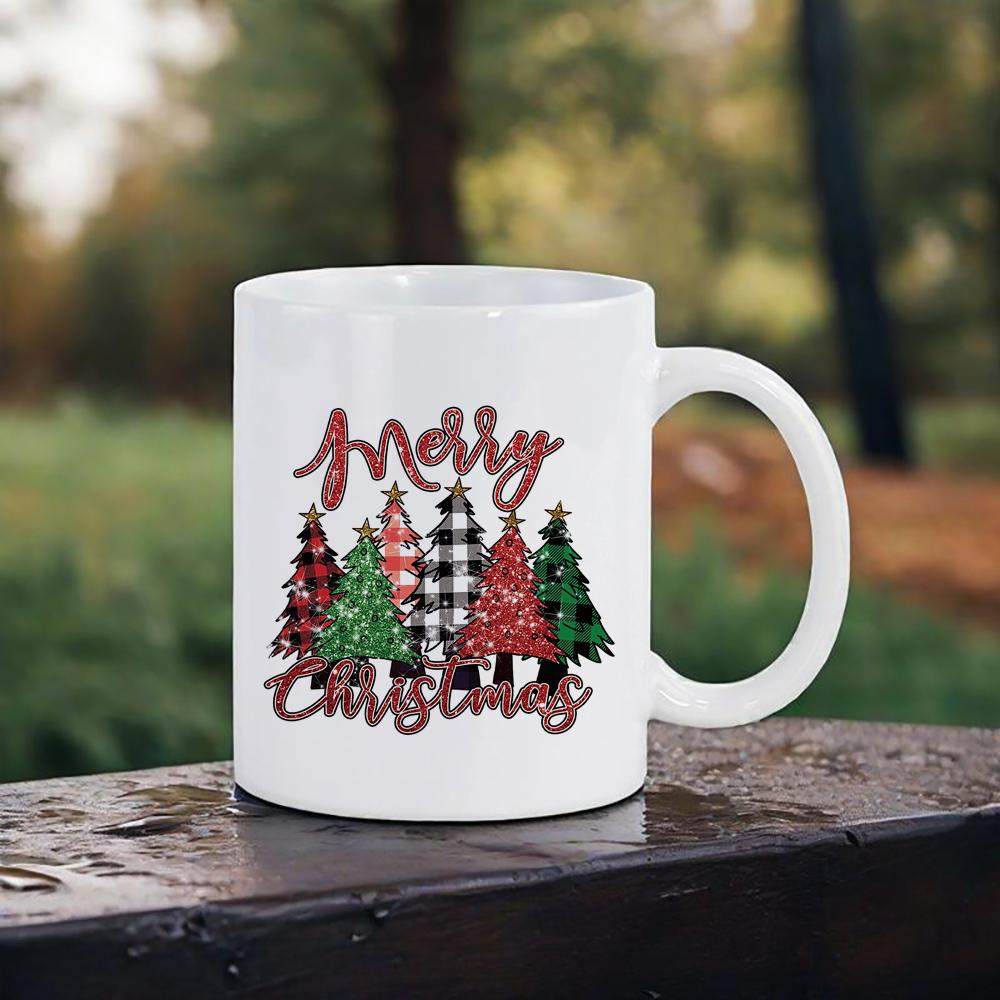

Chrismas Tree Coffee Mug Seasonal Ceramic Mug with handle 330ml Cola Cup Holiday Gift Mugs Reindeer Water Cups for Grandpa Home 330ml