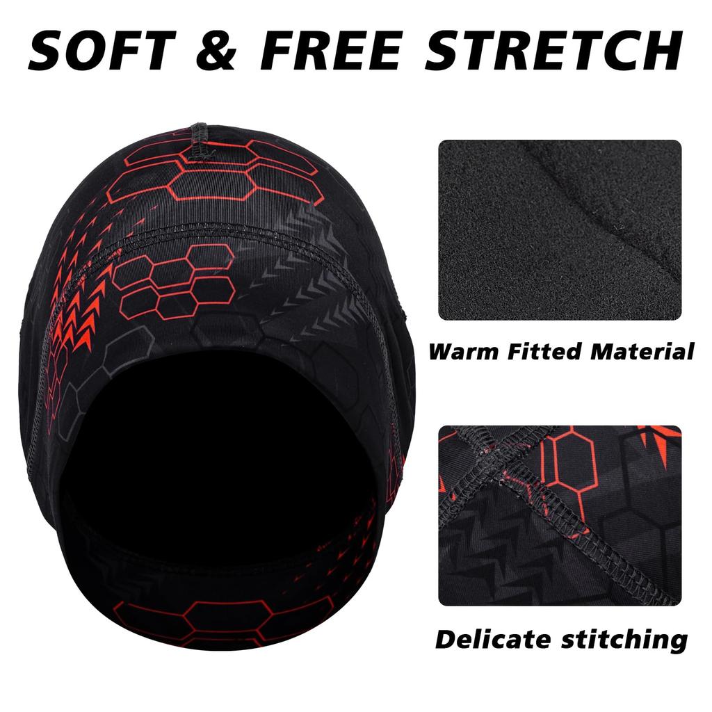 [BOBILIFE] Winter Warm Skull Cap - Windproof and Warm, Suitable for Outdoor Activities and Wearing Under a Helmet (Red)
